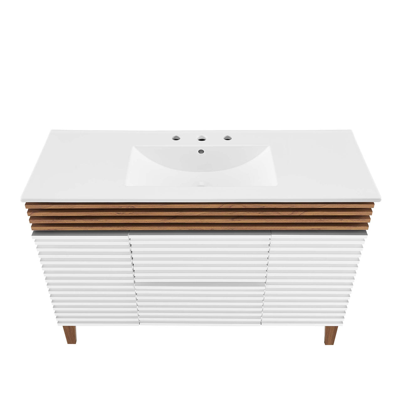Ventra Single Sink Vanity Unit, Extra Large, Walnut & White