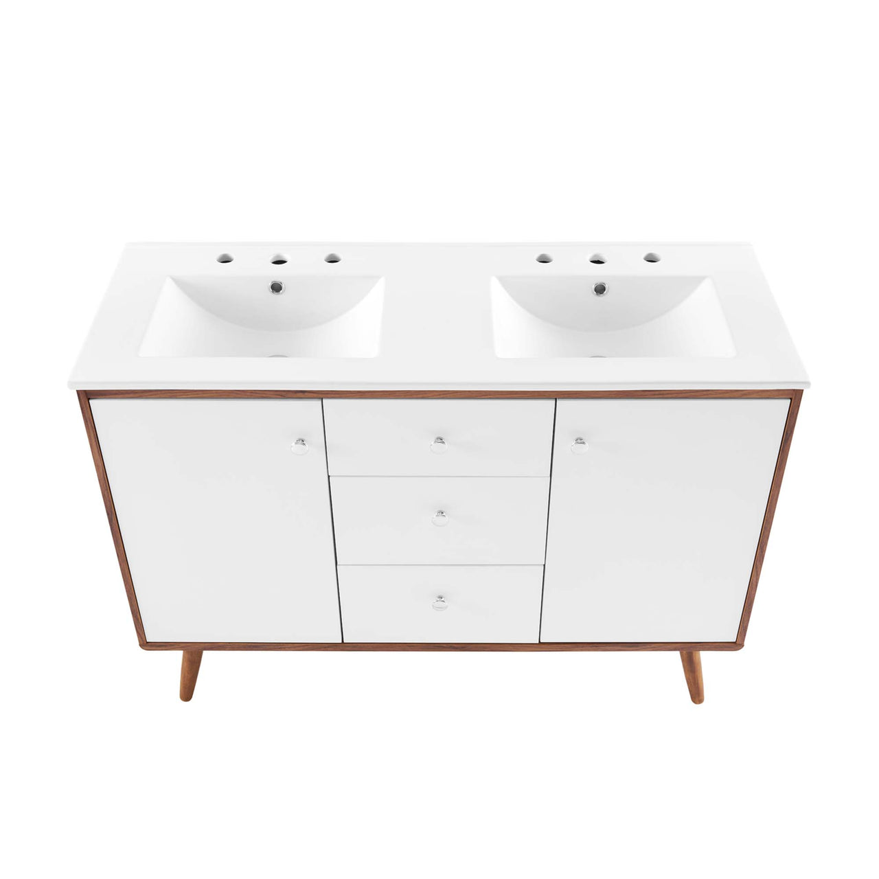 Erisen Double Sink Vanity Unit, Extra Large, Walnut & White