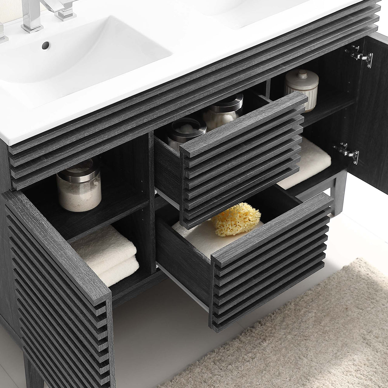 Ventra Double Sink Vanity Unit, Extra Large, Charcoal & White