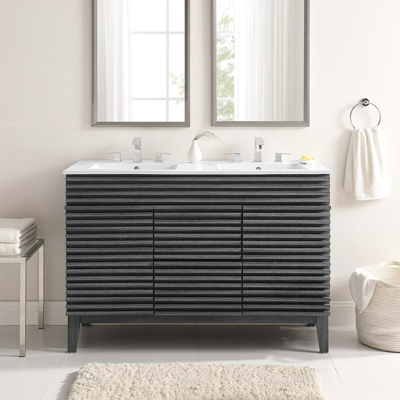 Ventra Double Sink Vanity Unit, Extra Large, Charcoal & White