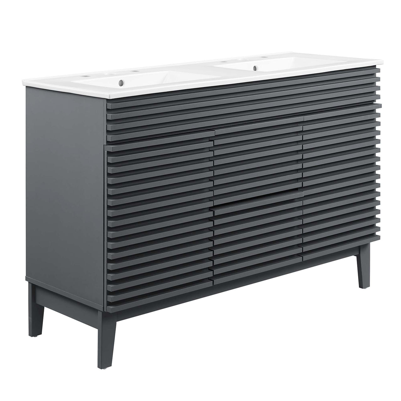 Ventra Double Sink Vanity Unit, Extra Large, Gray & White