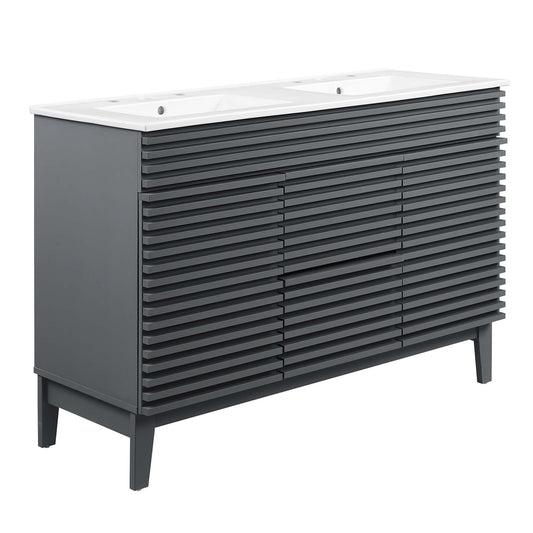 Ventra Double Sink Vanity Unit, Extra Large, Gray & White