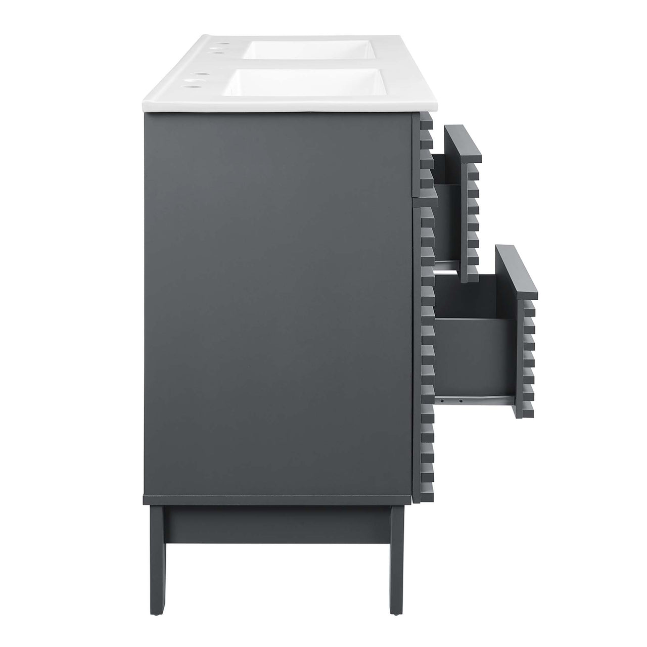 Ventra Double Sink Vanity Unit, Extra Large, Gray & White