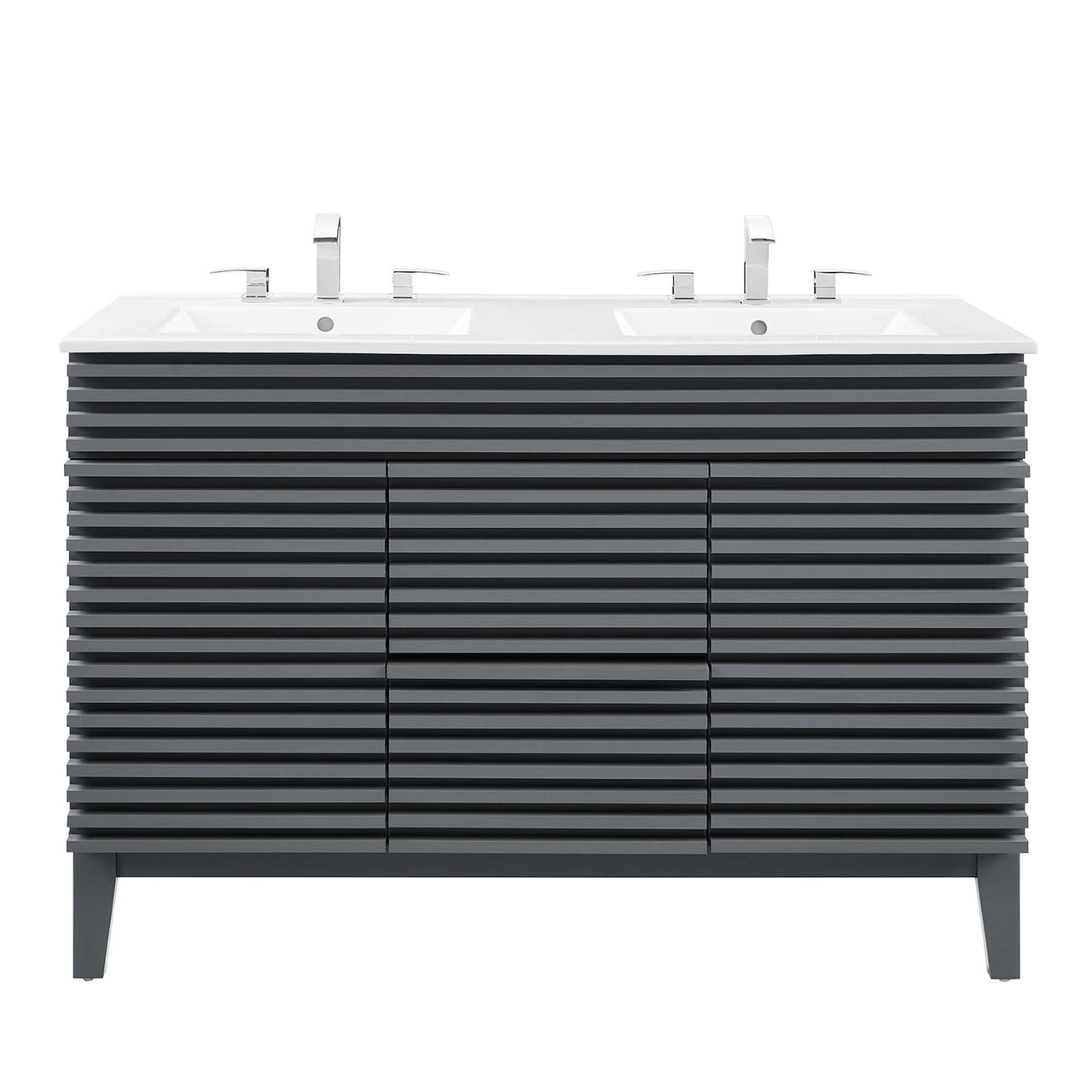 Ventra Double Sink Vanity Unit, Extra Large, Gray & White