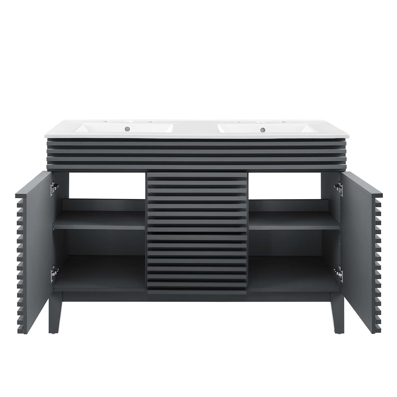 Ventra Double Sink Vanity Unit, Extra Large, Gray & White