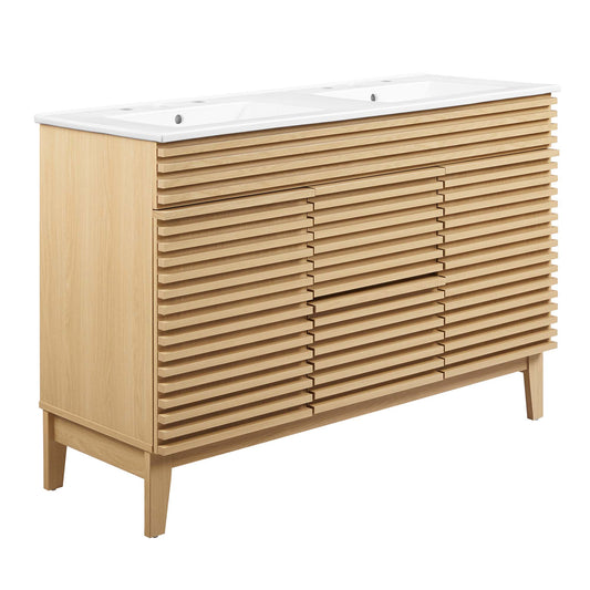 Ventra Double Sink Vanity Unit, Extra Large, Oak & White