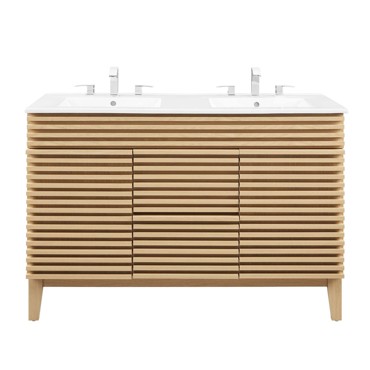 Ventra Double Sink Vanity Unit, Extra Large, Oak & White