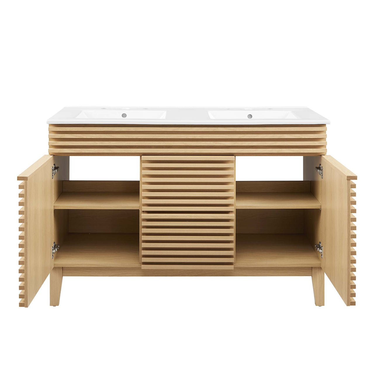 Ventra Double Sink Vanity Unit, Extra Large, Oak & White