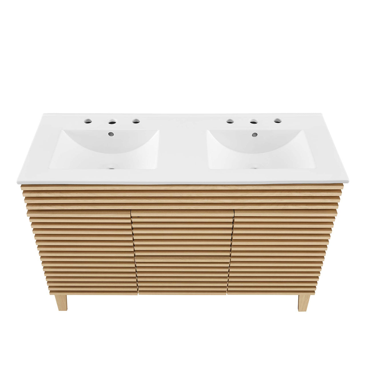 Ventra Double Sink Vanity Unit, Extra Large, Oak & White