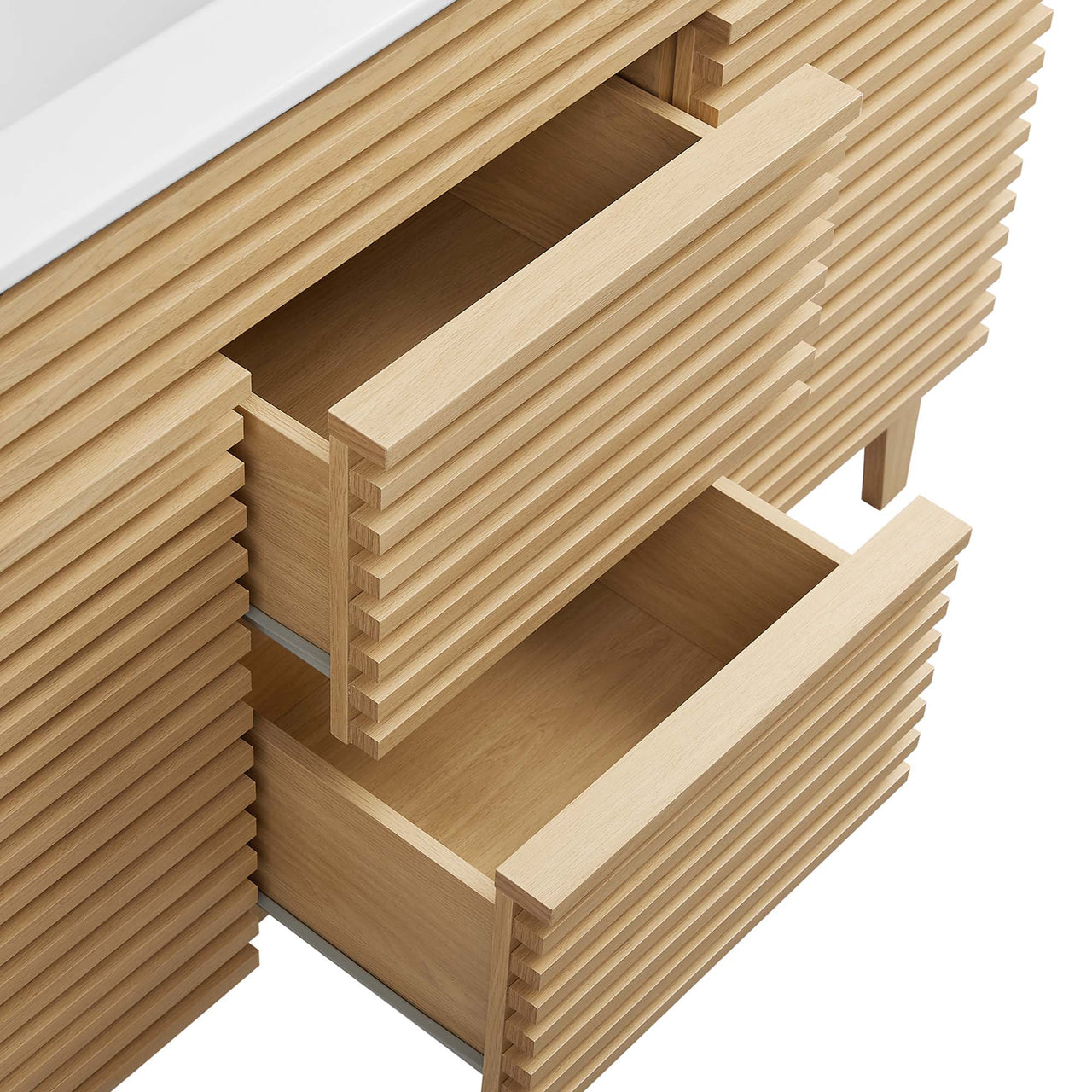 Ventra Double Sink Vanity Unit, Extra Large, Oak & White