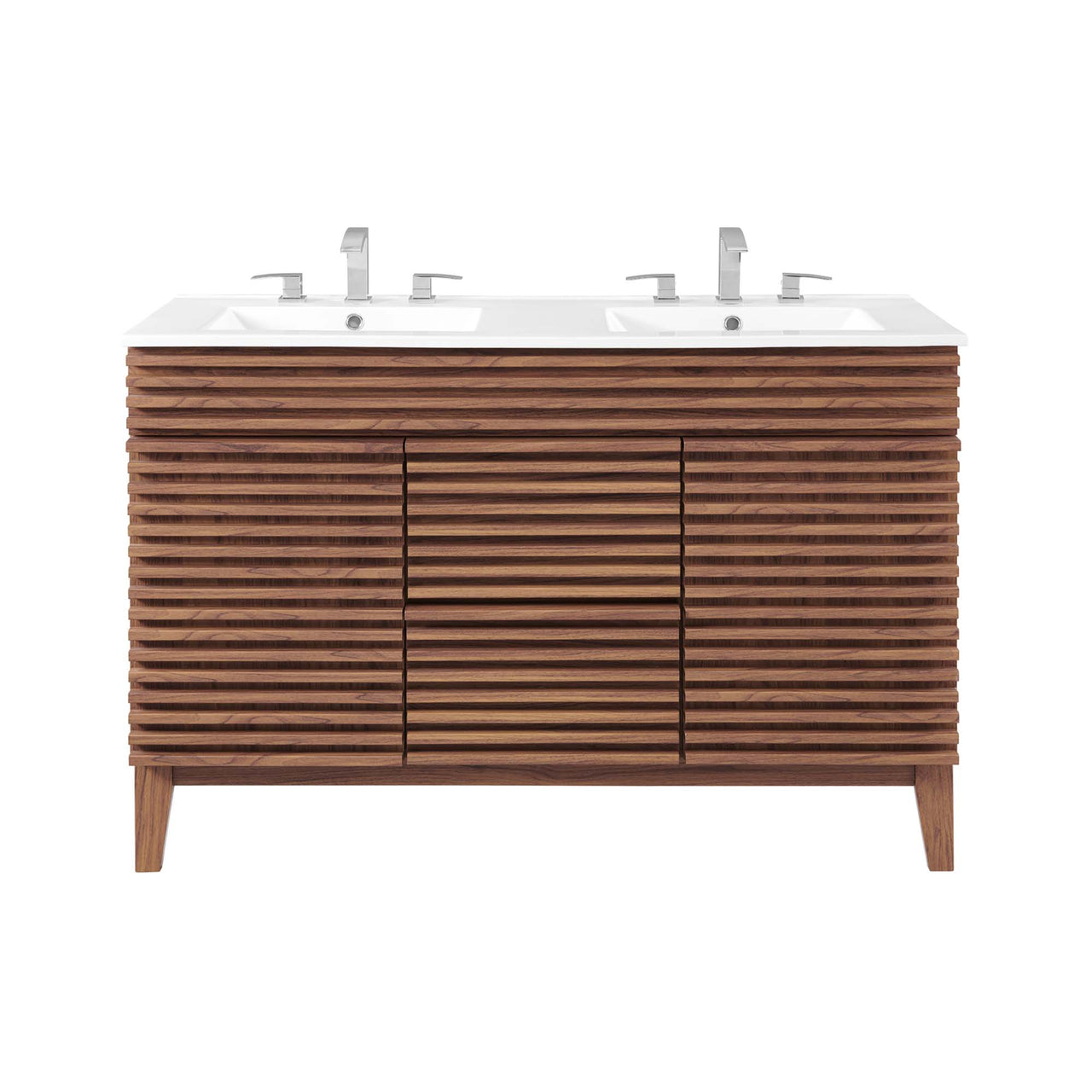 Ventra Double Sink Vanity Unit, Extra Large, Walnut & White