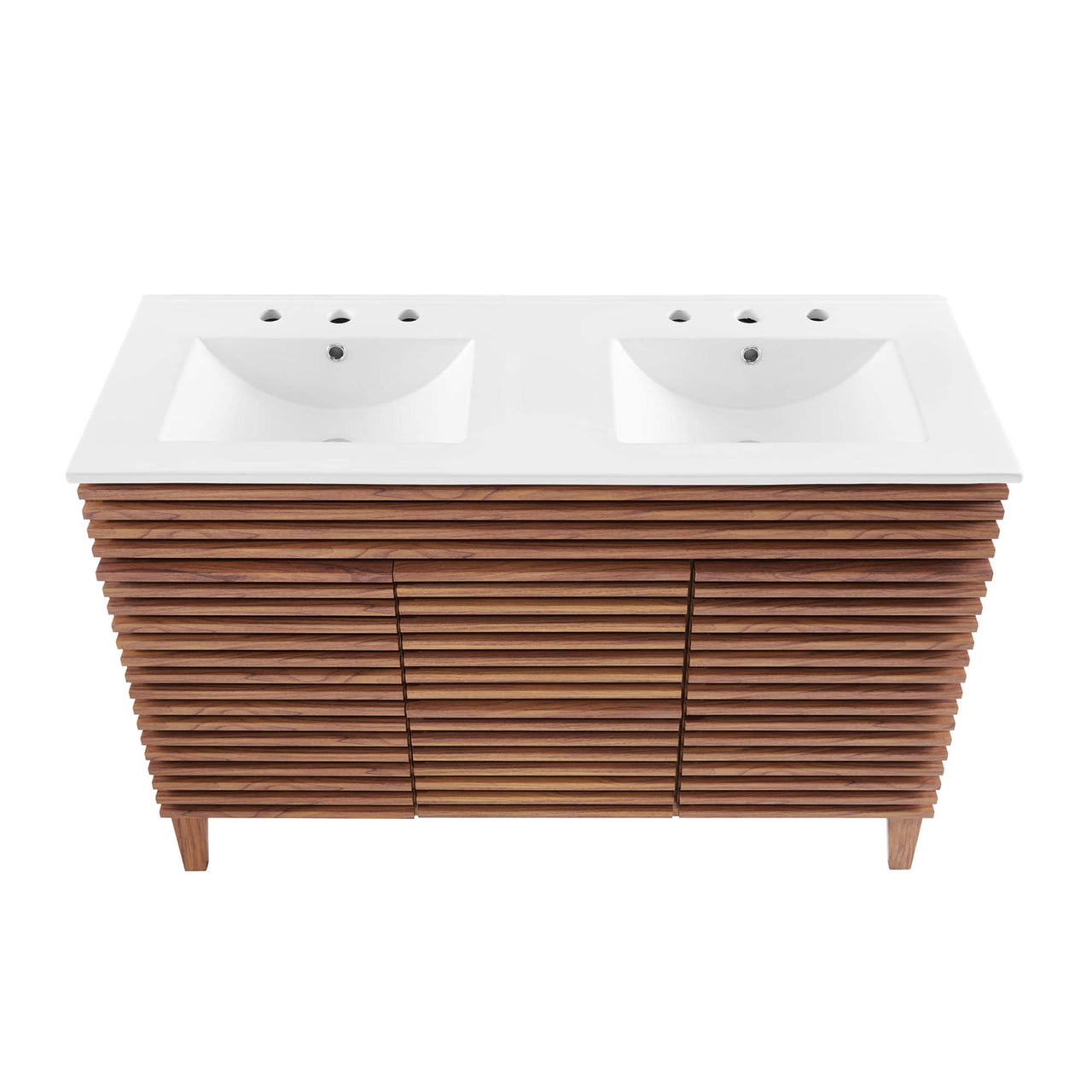 Ventra Double Sink Vanity Unit, Extra Large, Walnut & White
