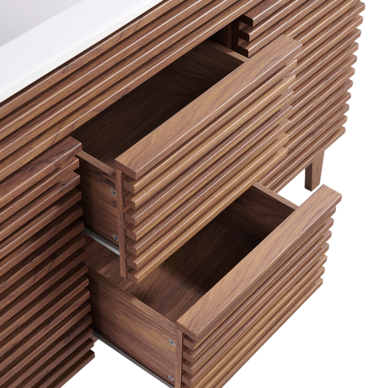 Ventra Double Sink Vanity Unit, Extra Large, Walnut & White