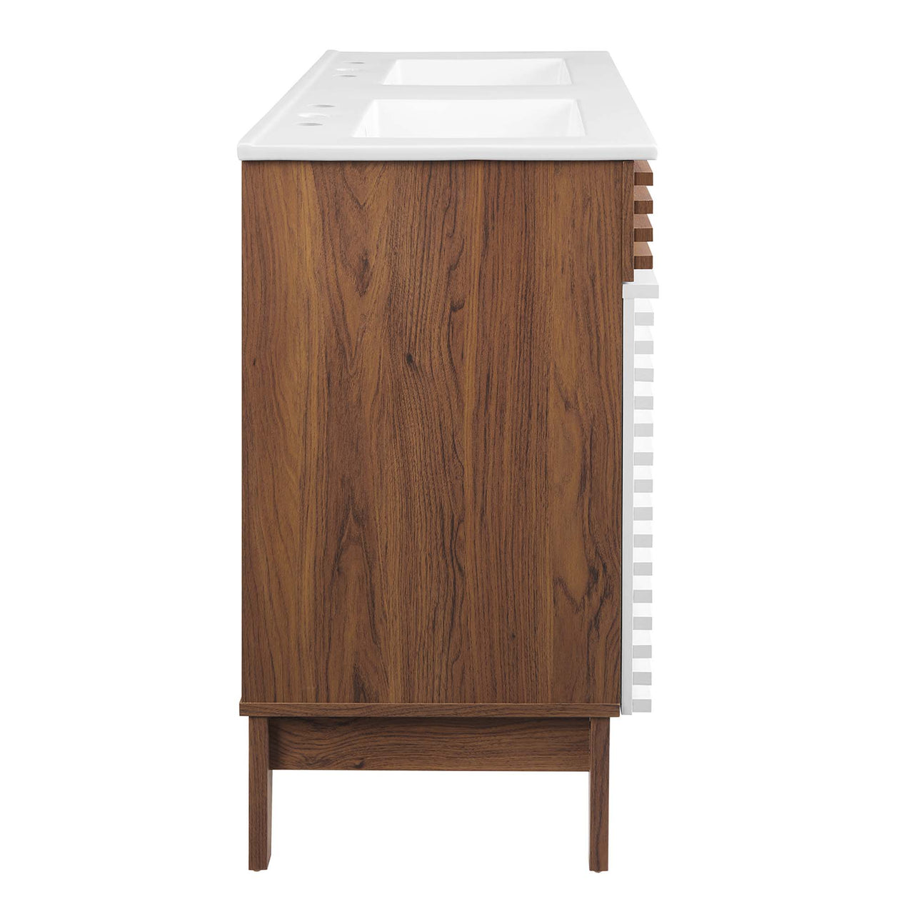 Ventra Double Sink Vanity Unit, Extra Large, Walnut & White