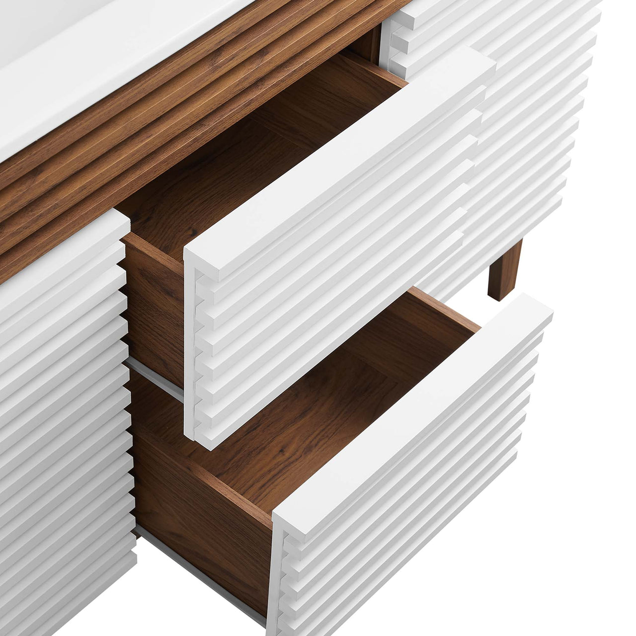 Ventra Double Sink Vanity Unit, Extra Large, Walnut & White