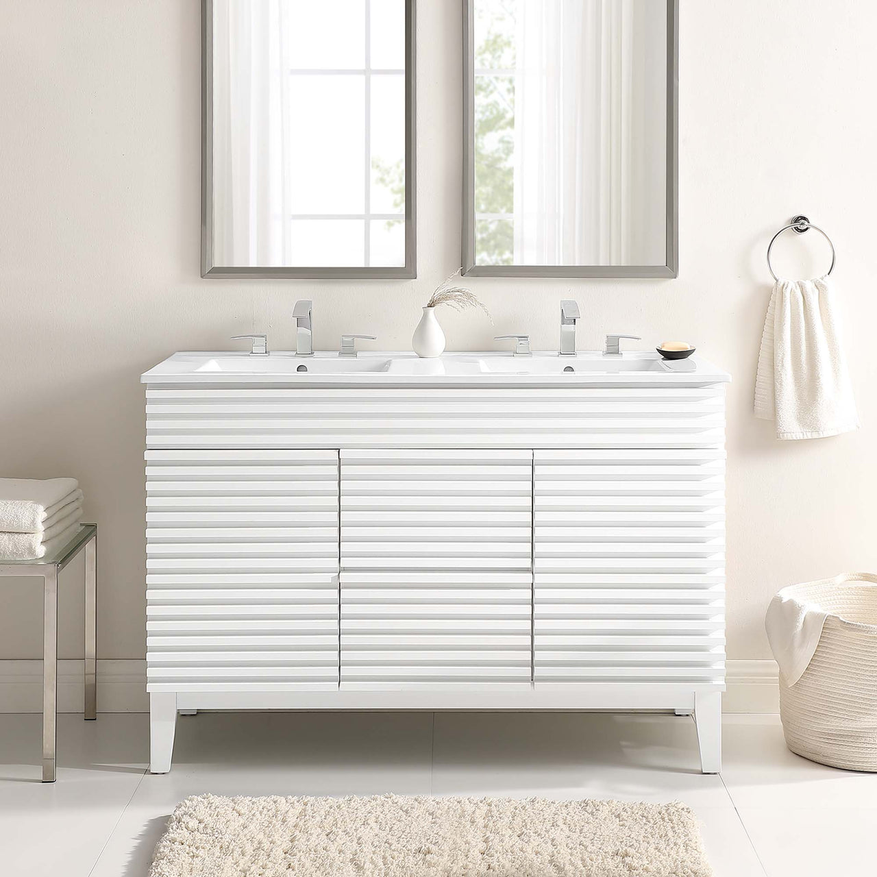 Ventra Double Sink Vanity Unit, Extra Large, White