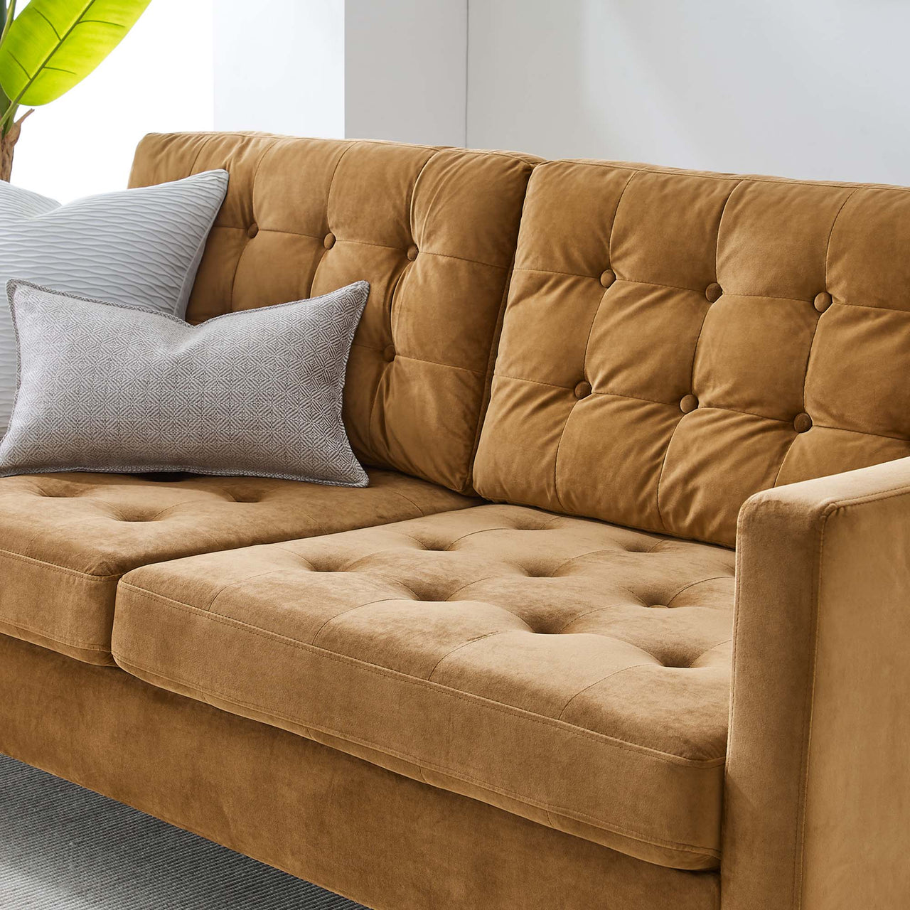 Lucera Velvet Sofa, Cognac