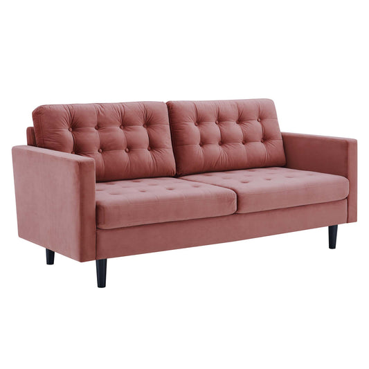 Lucera Velvet Sofa, Dusty Rose