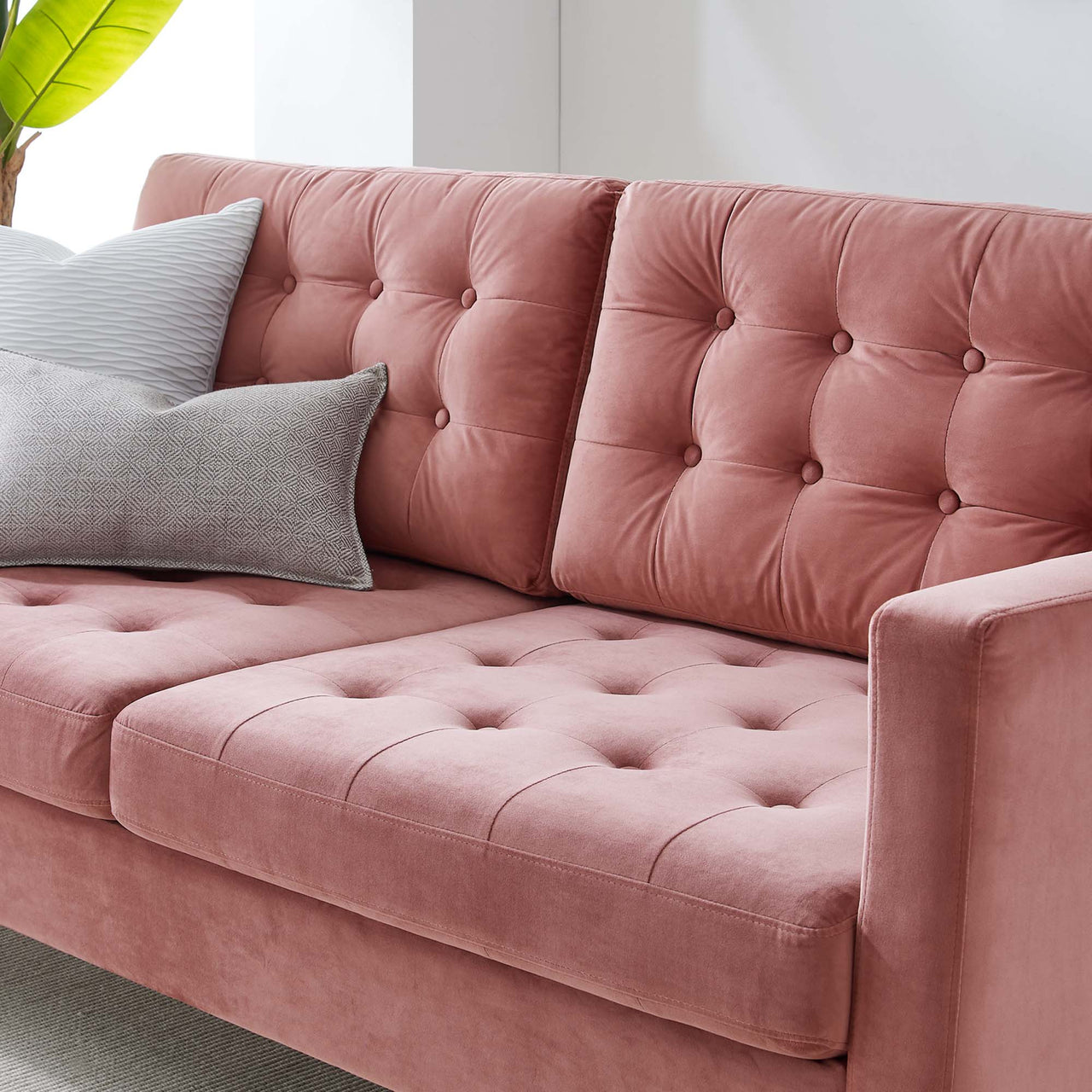 Lucera Velvet Sofa, Dusty Rose