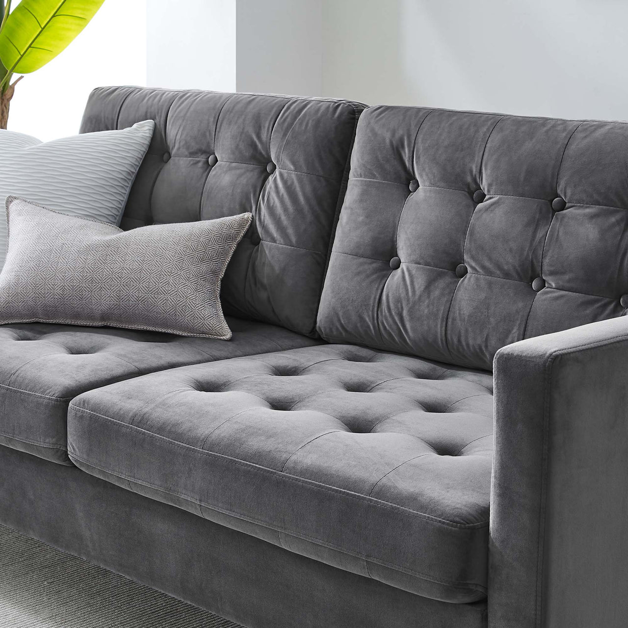 Lucera Velvet Sofa, Gray