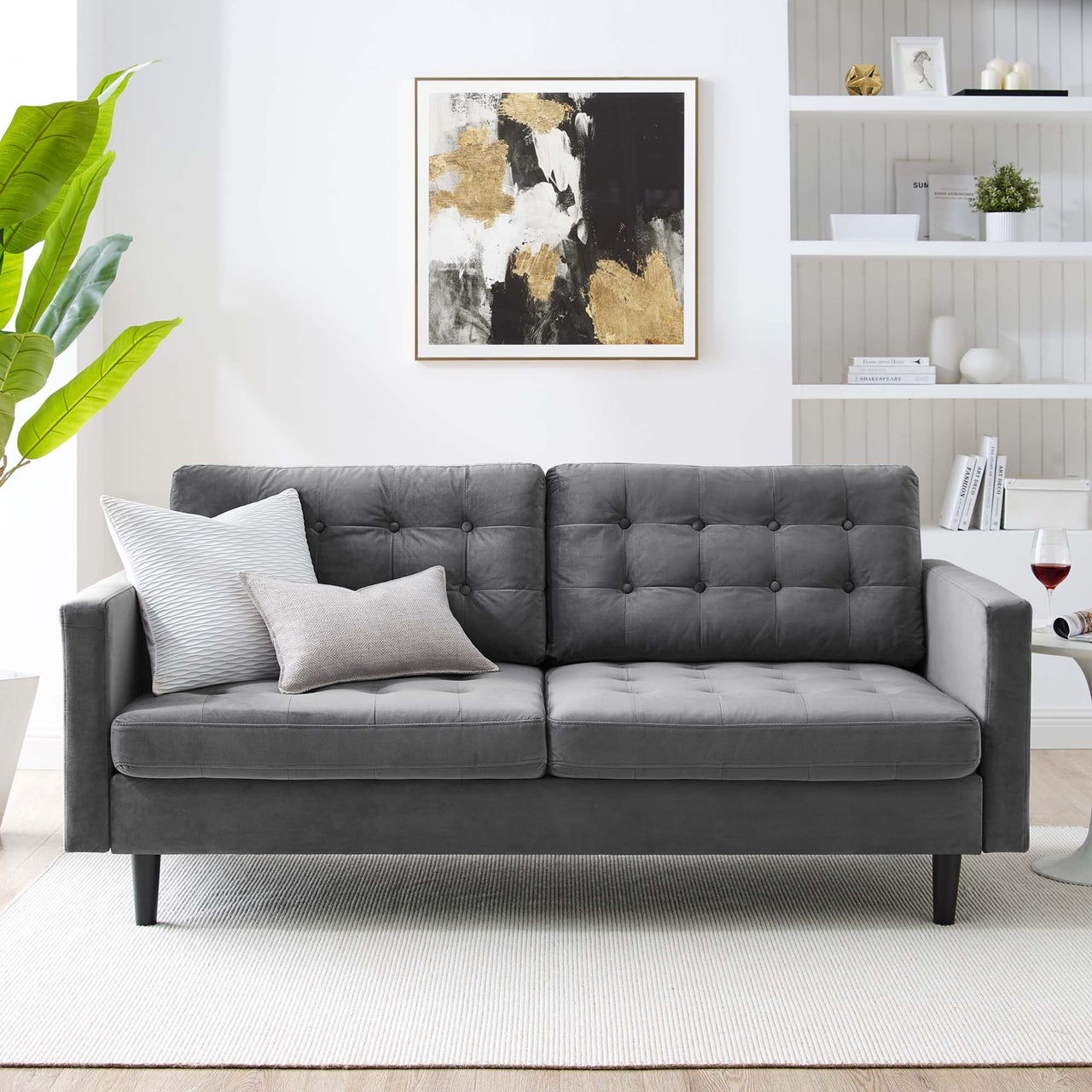 Lucera Velvet Sofa, Gray