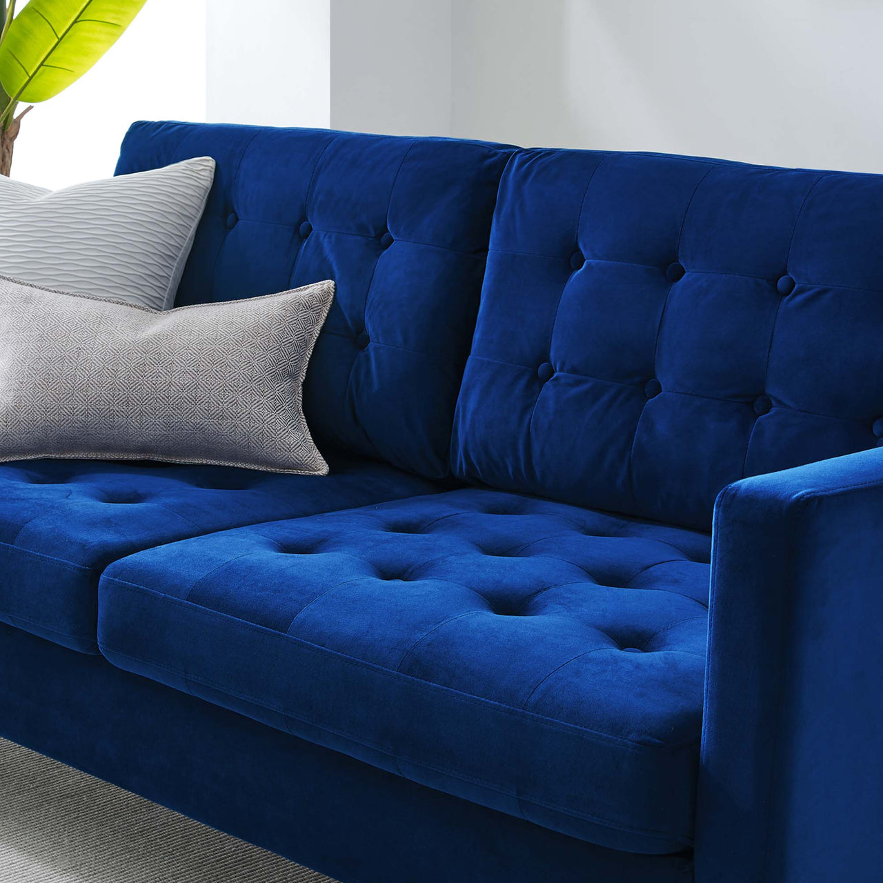 Lucera Velvet Sofa, Navy