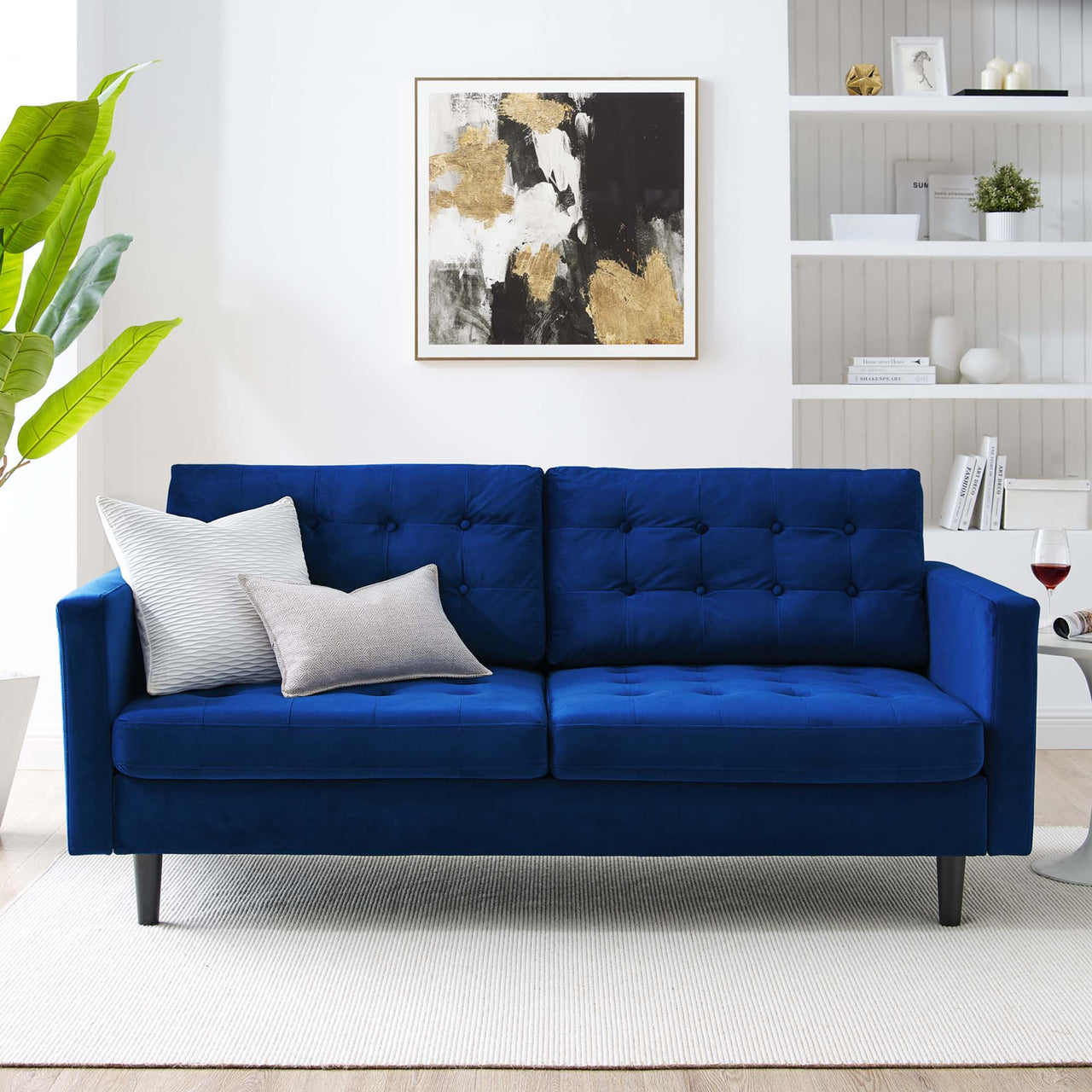 Lucera Velvet Sofa, Navy
