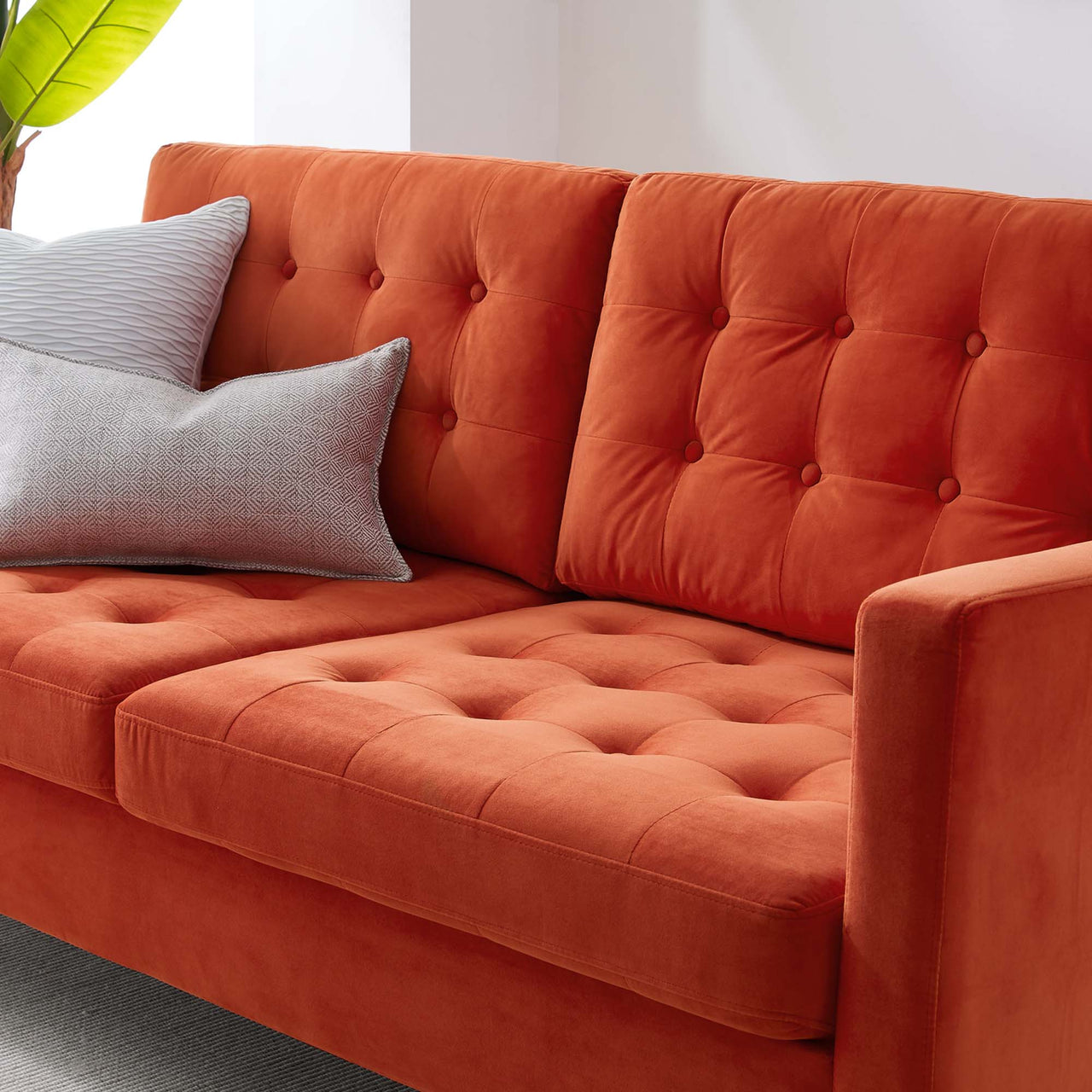 Lucera Velvet Sofa, Orange