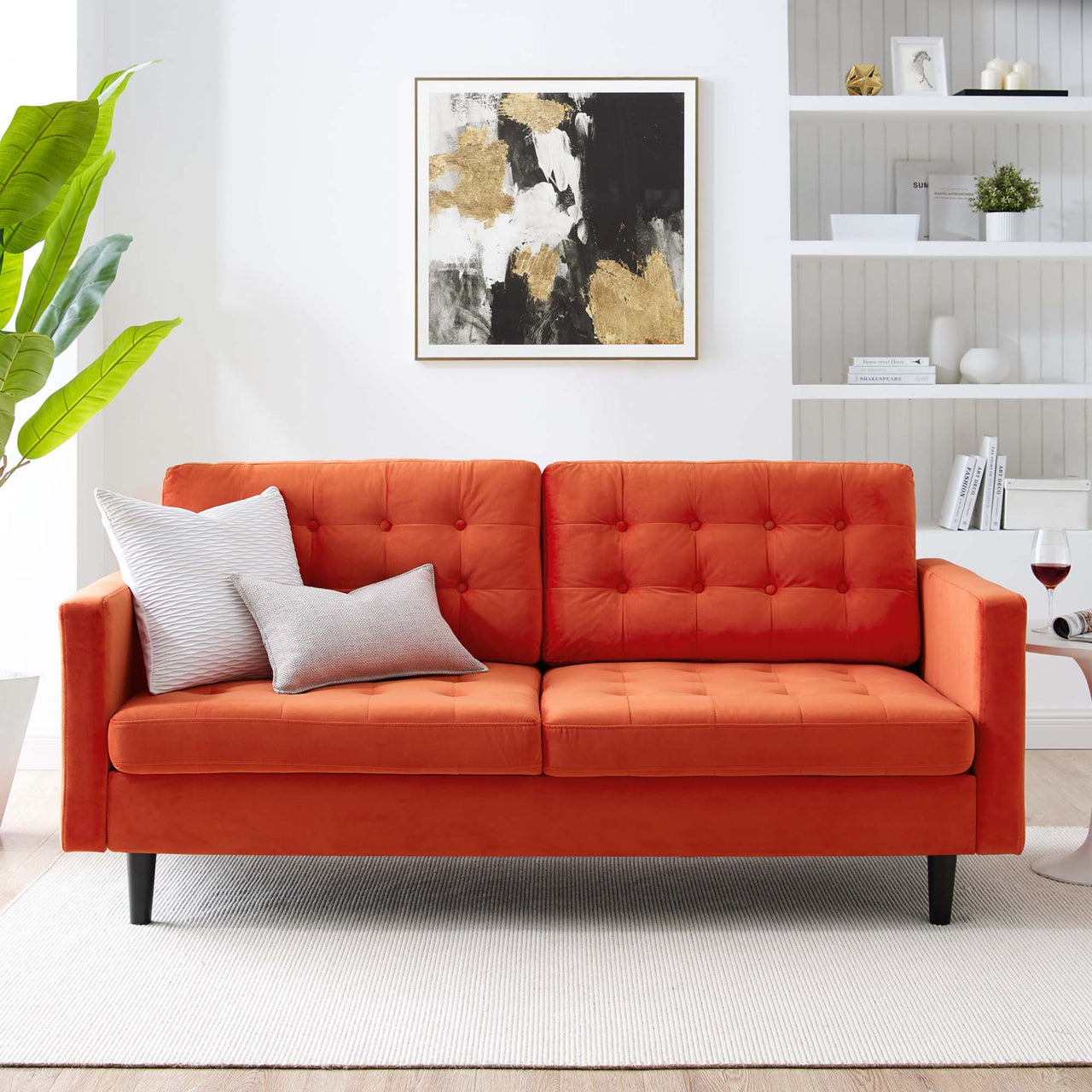 Lucera Velvet Sofa, Orange