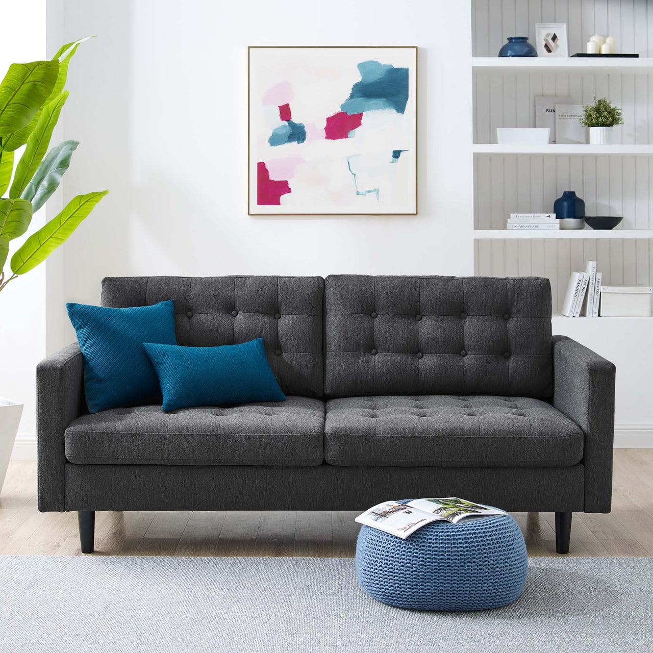 Lucera Fabric Sofa, Charcoal