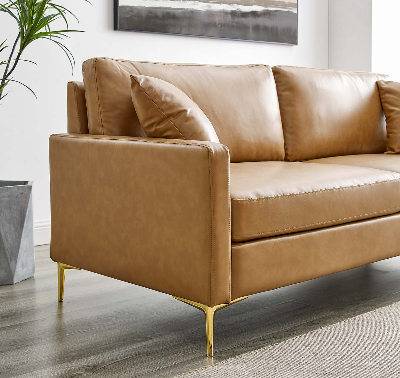 Montare Eco-Leather Sofa, Tan