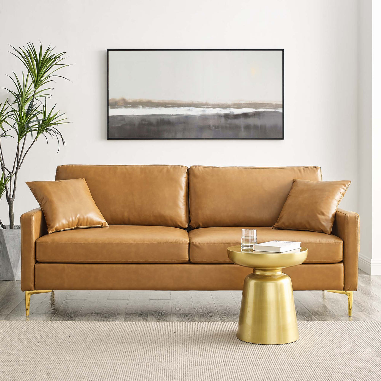 Montare Eco-Leather Sofa, Tan