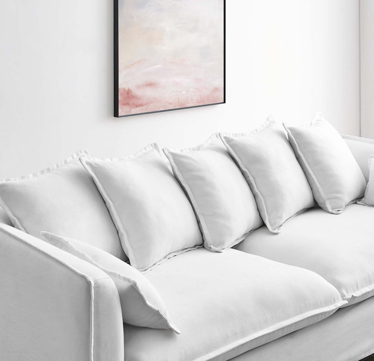 Isola Fabric Sofa with Removable Cover, White