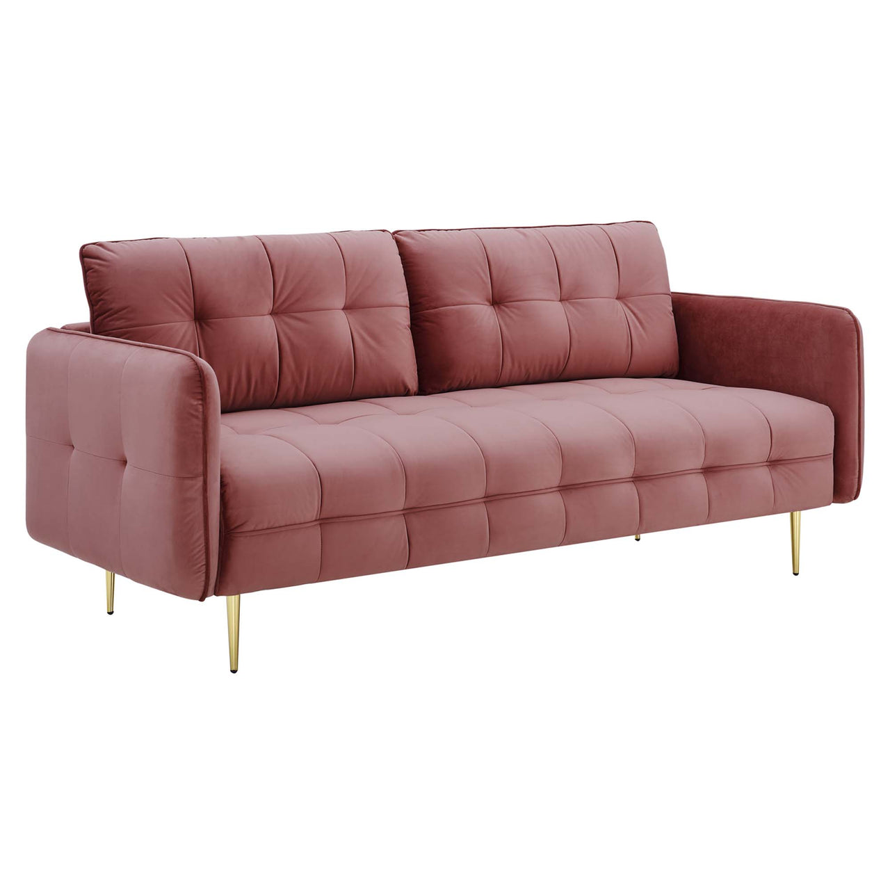 Carron Modern Lounge Velvet Sofa, Dusty Rose