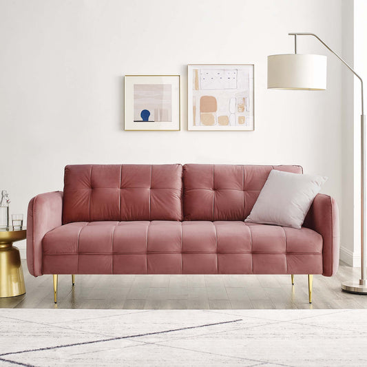 Carron Modern Lounge Velvet Sofa, Dusty Rose