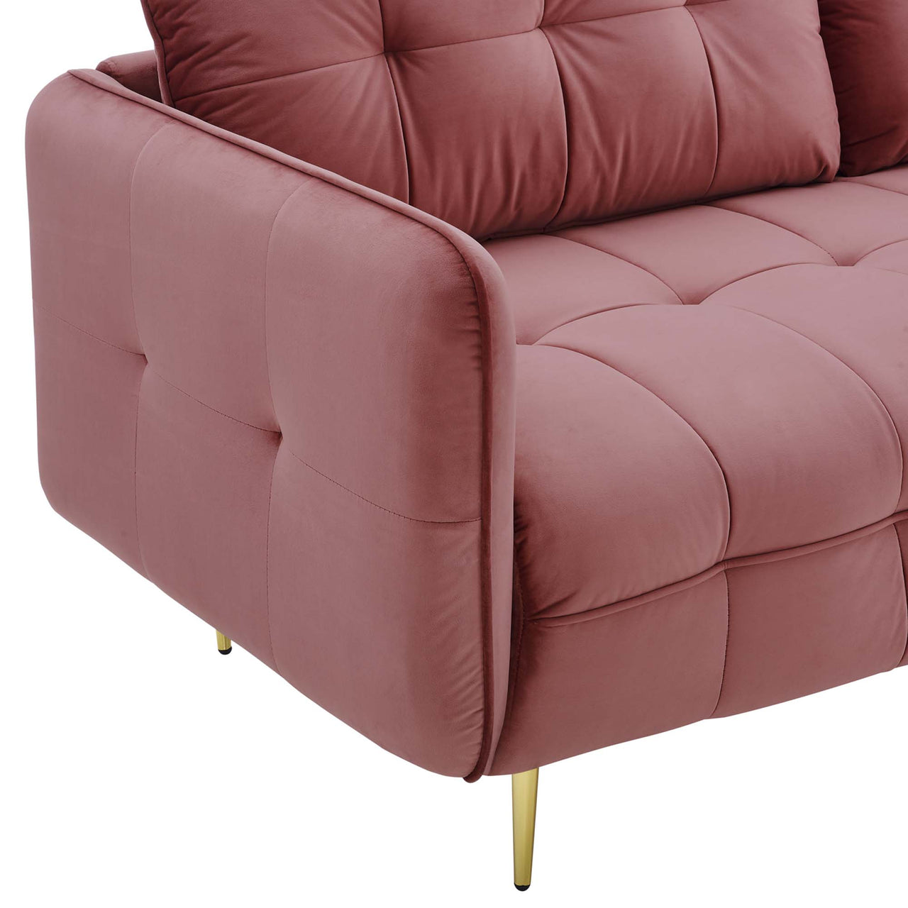 Carron Modern Lounge Velvet Sofa, Dusty Rose