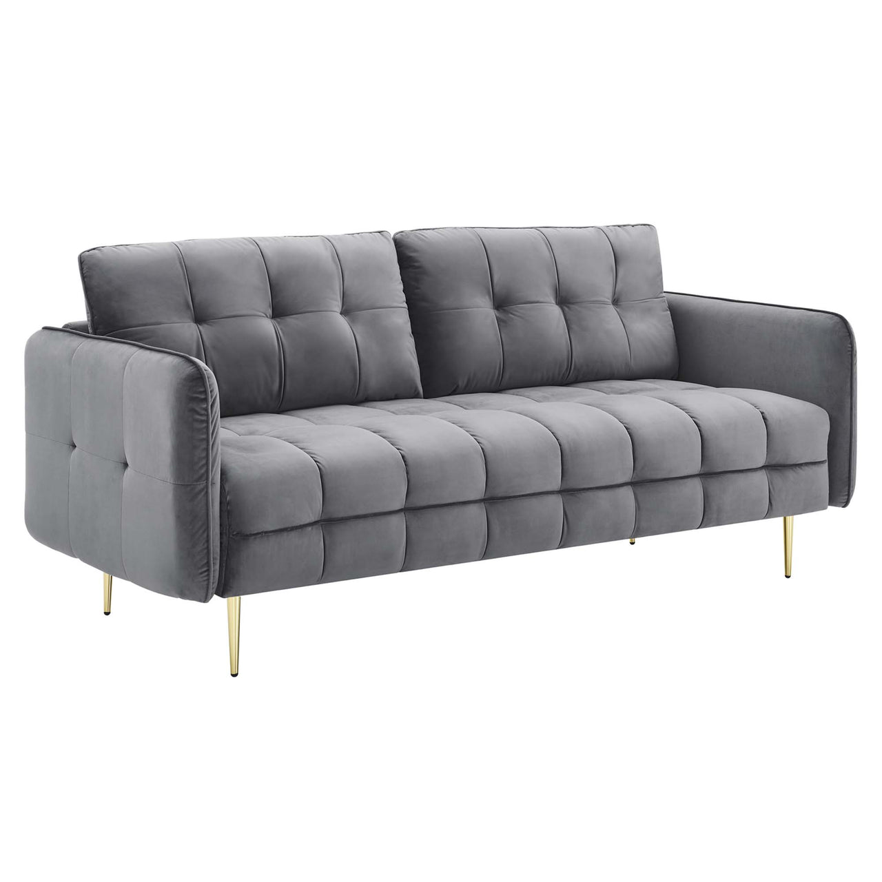 Carron Modern Lounge Velvet Sofa, Gray