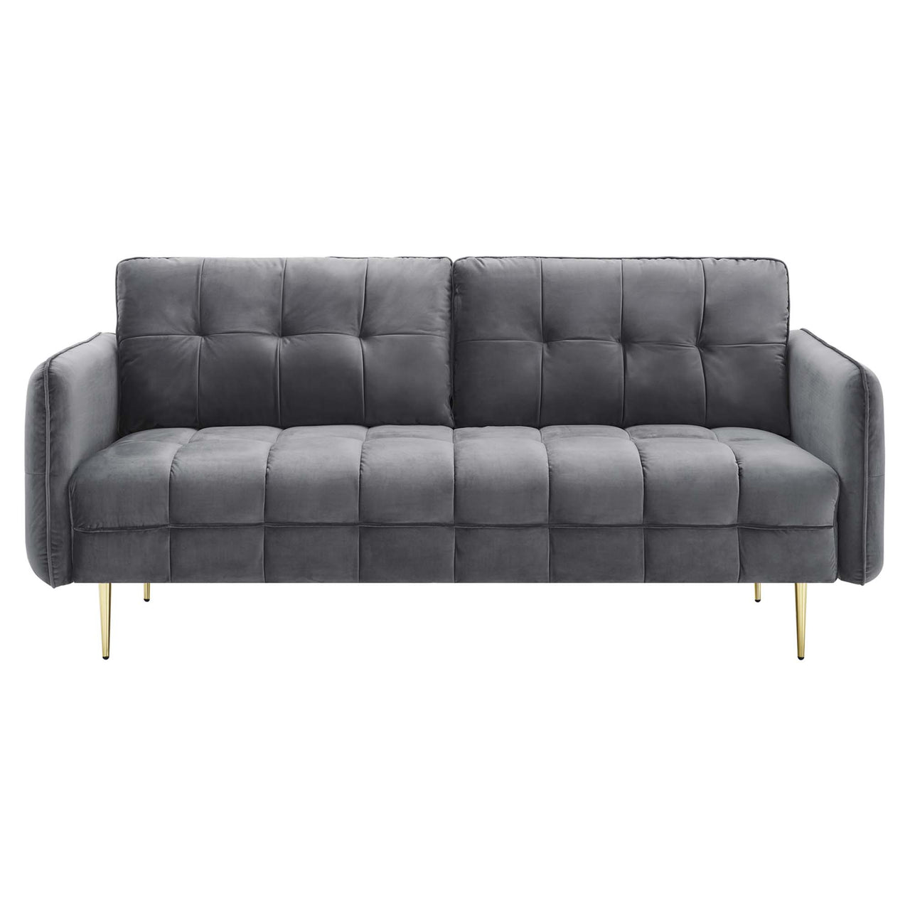 Carron Modern Lounge Velvet Sofa, Gray