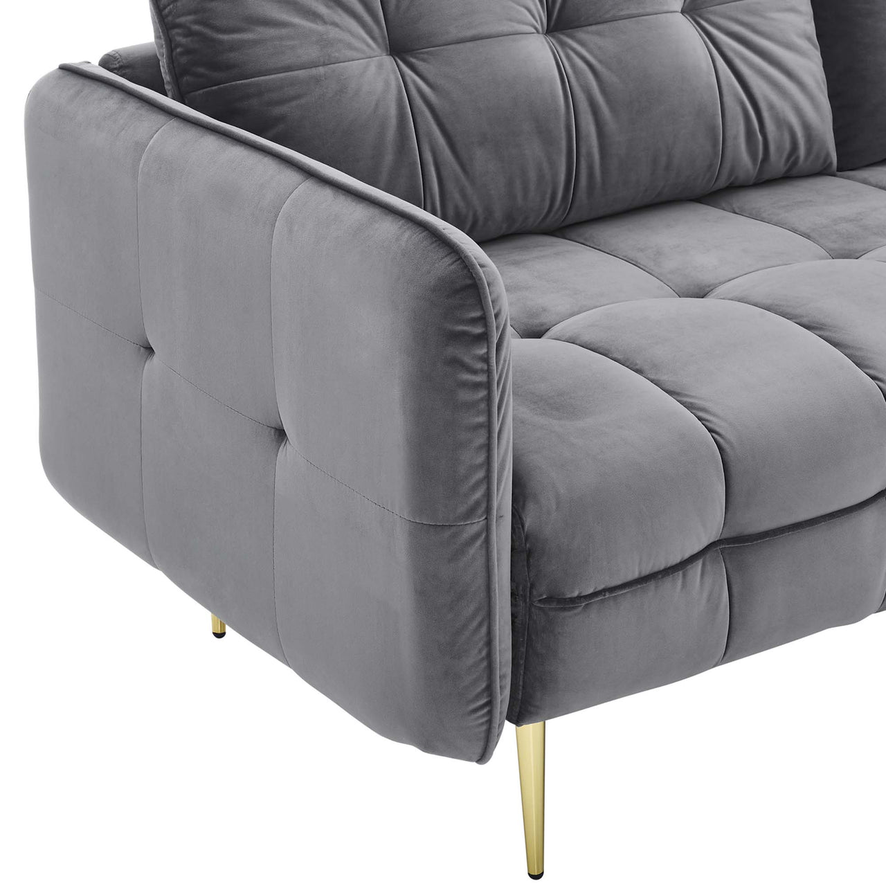 Carron Modern Lounge Velvet Sofa, Gray