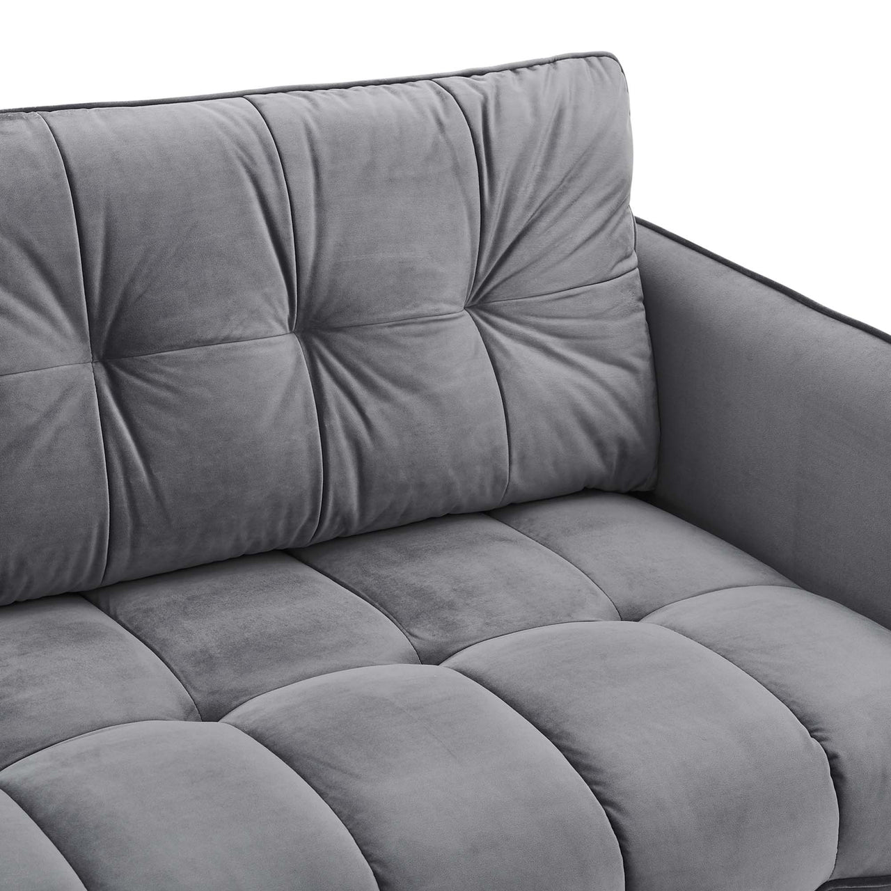 Carron Modern Lounge Velvet Sofa, Gray