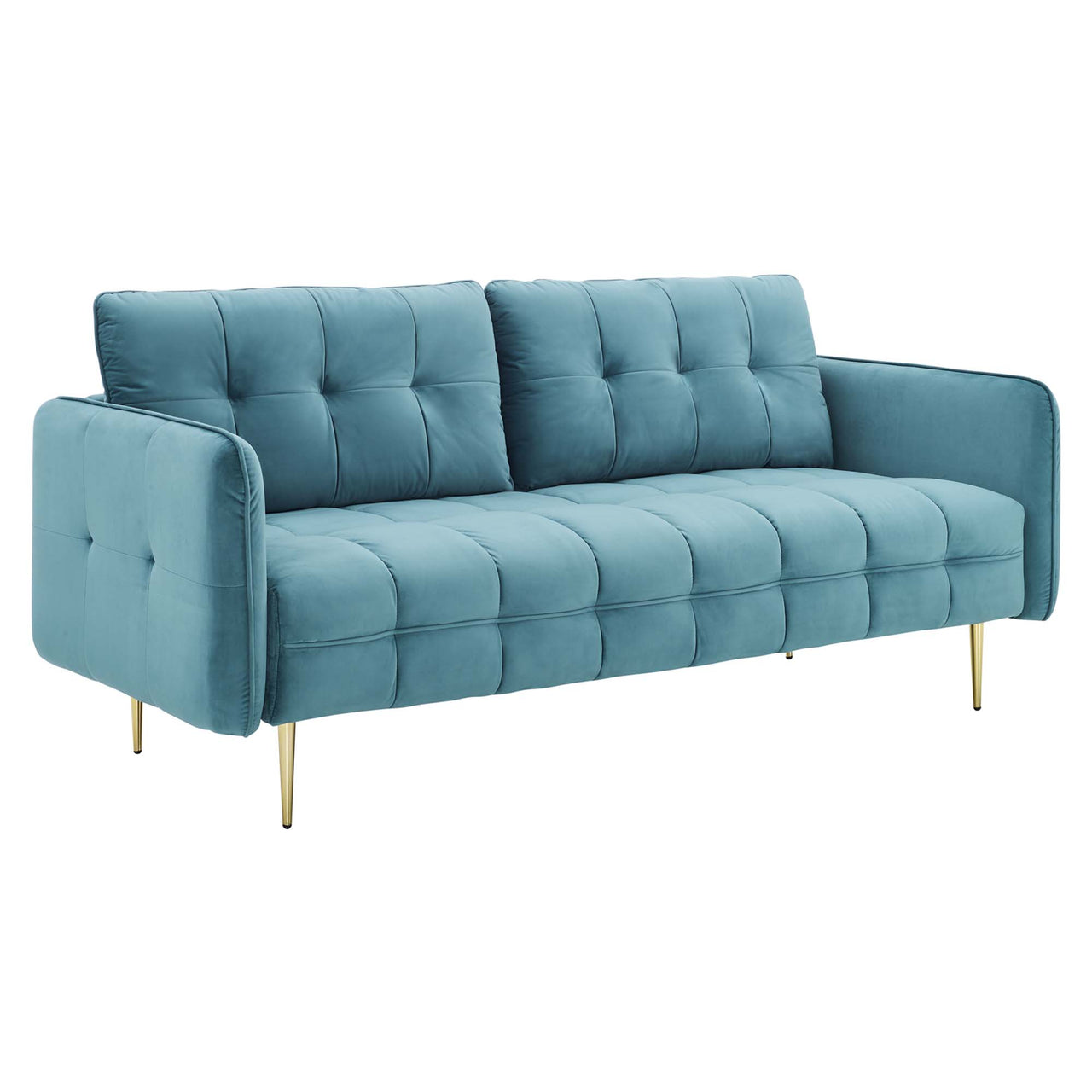 Carron Modern Lounge Velvet Sofa, Caspian Blue