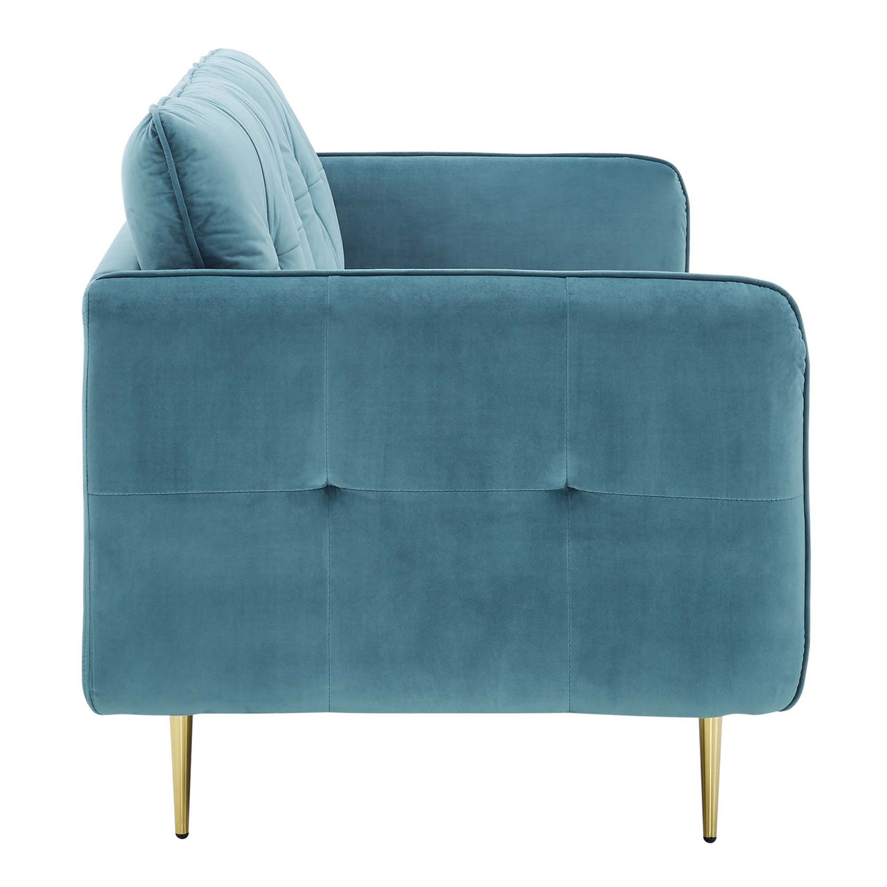 Carron Modern Lounge Velvet Sofa, Caspian Blue