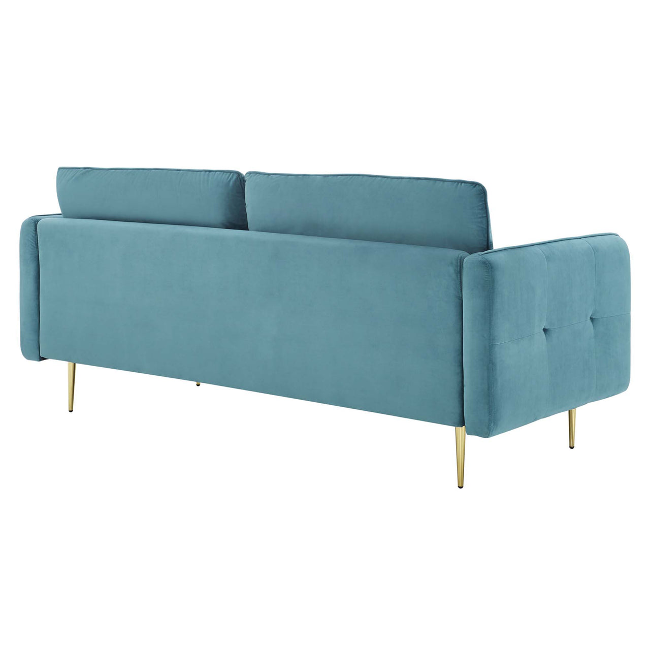 Carron Modern Lounge Velvet Sofa, Caspian Blue