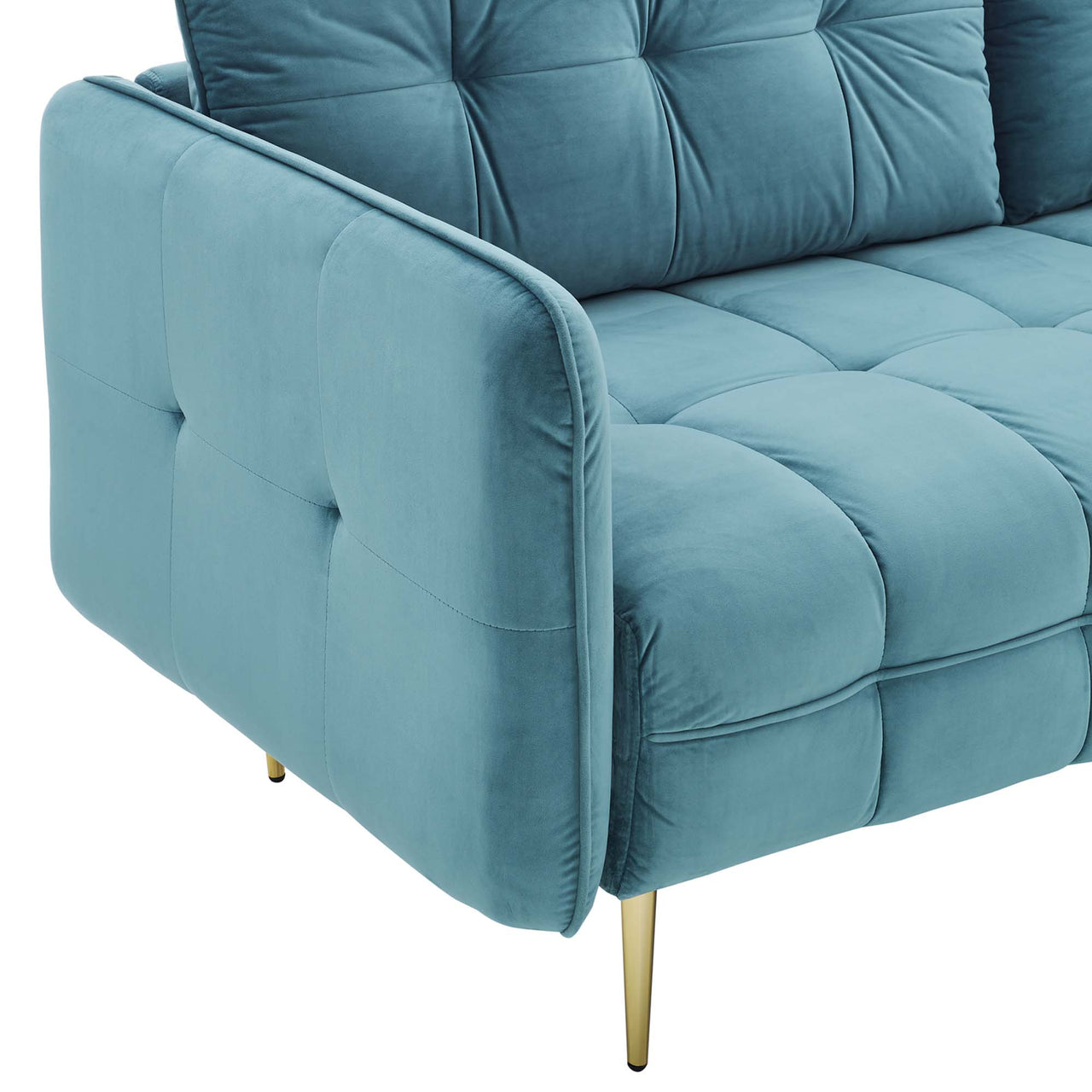 Carron Modern Lounge Velvet Sofa, Caspian Blue