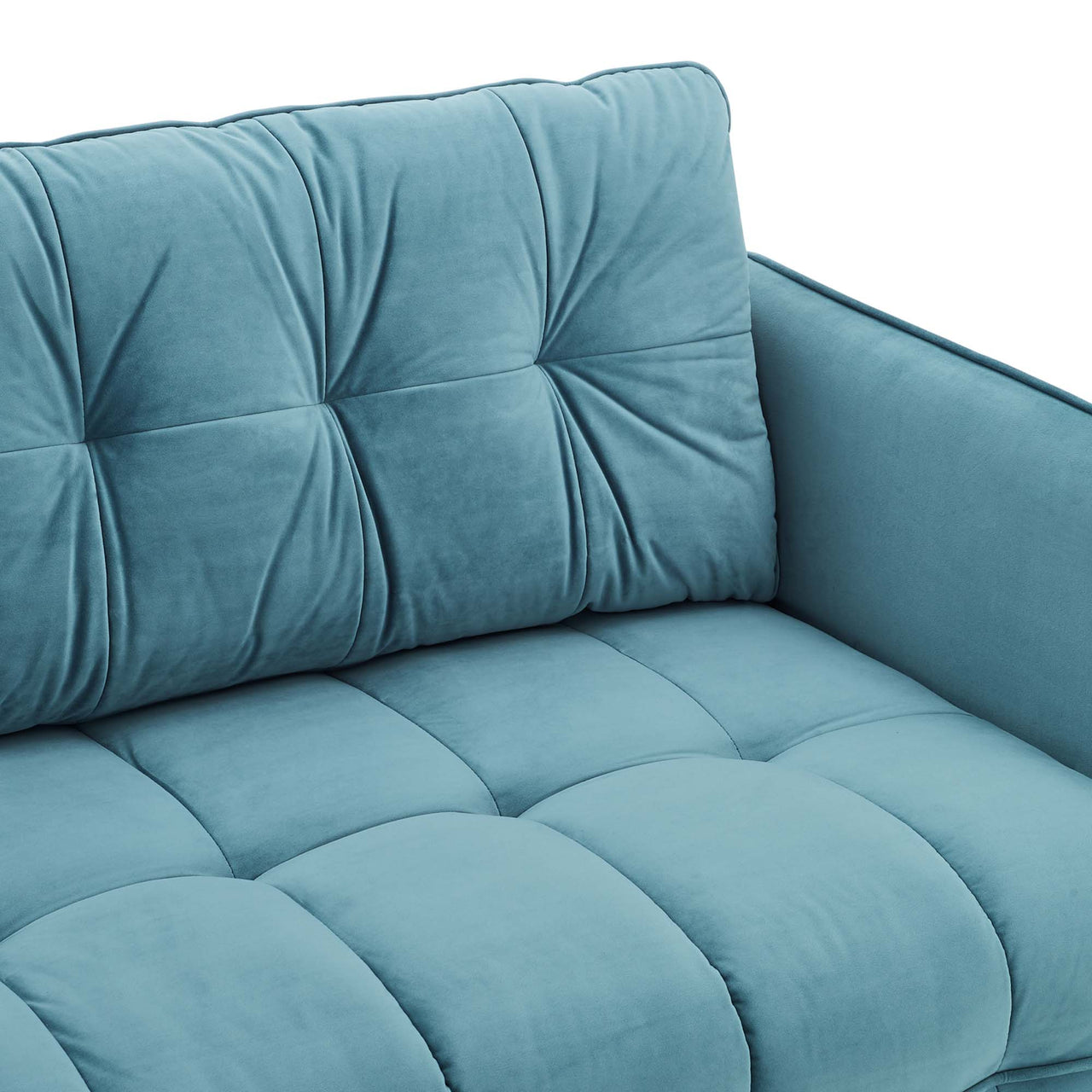 Carron Modern Lounge Velvet Sofa, Caspian Blue