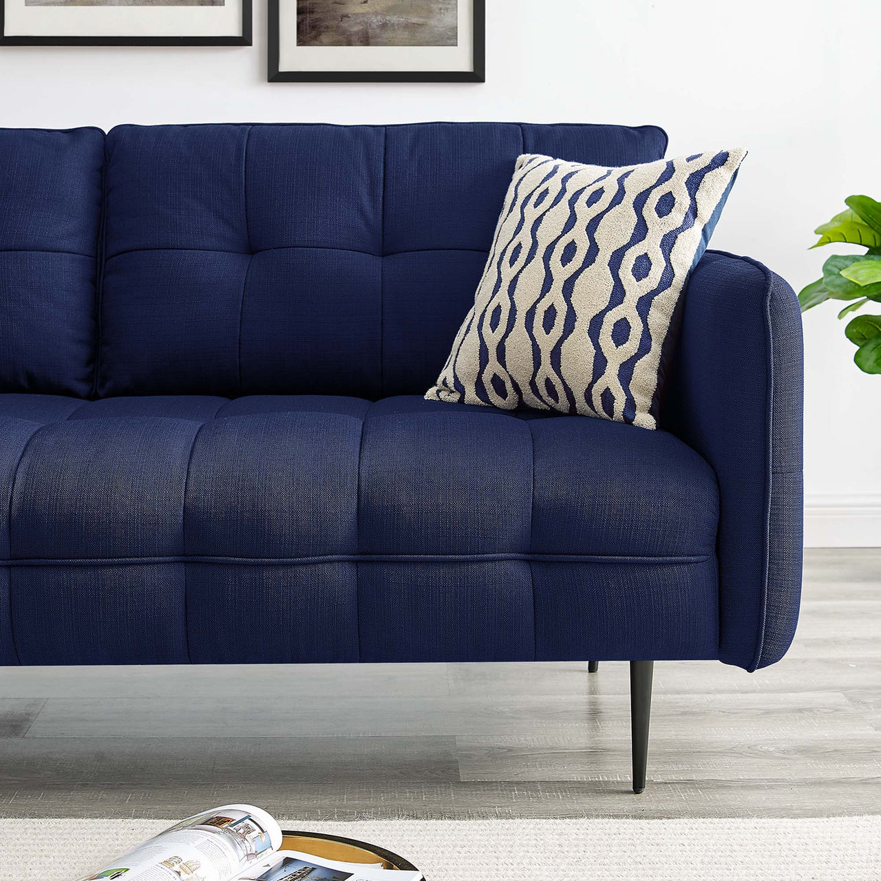 Carron Modern Lounge Fabric Sofa, Royal Blue