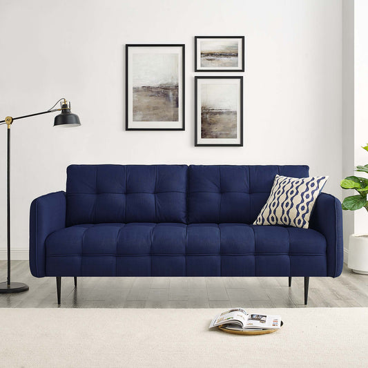Carron Modern Lounge Fabric Sofa, Royal Blue