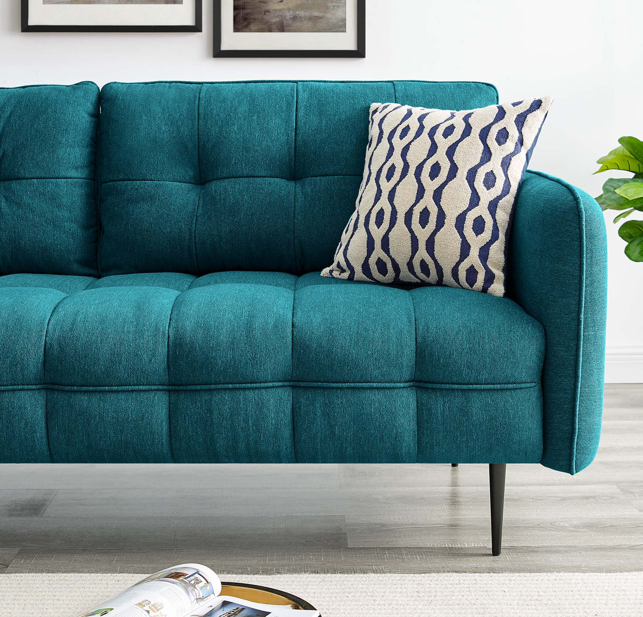 Carron Modern Lounge Fabric Sofa, Teal
