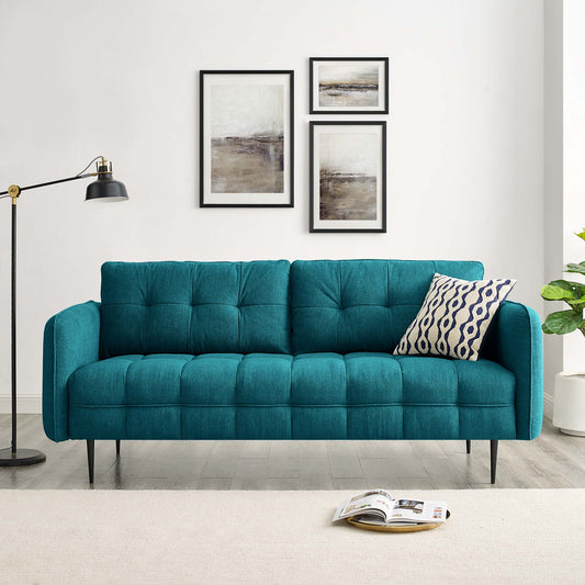 Carron Modern Lounge Fabric Sofa, Teal