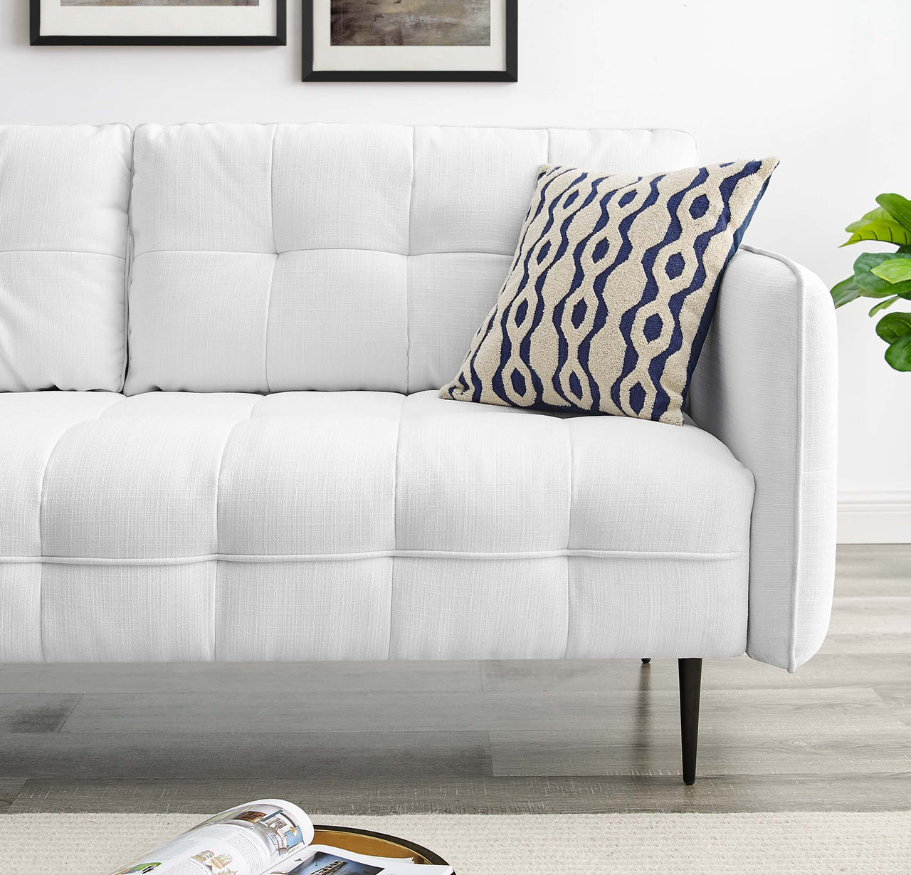 Carron Modern Lounge Fabric Sofa, White